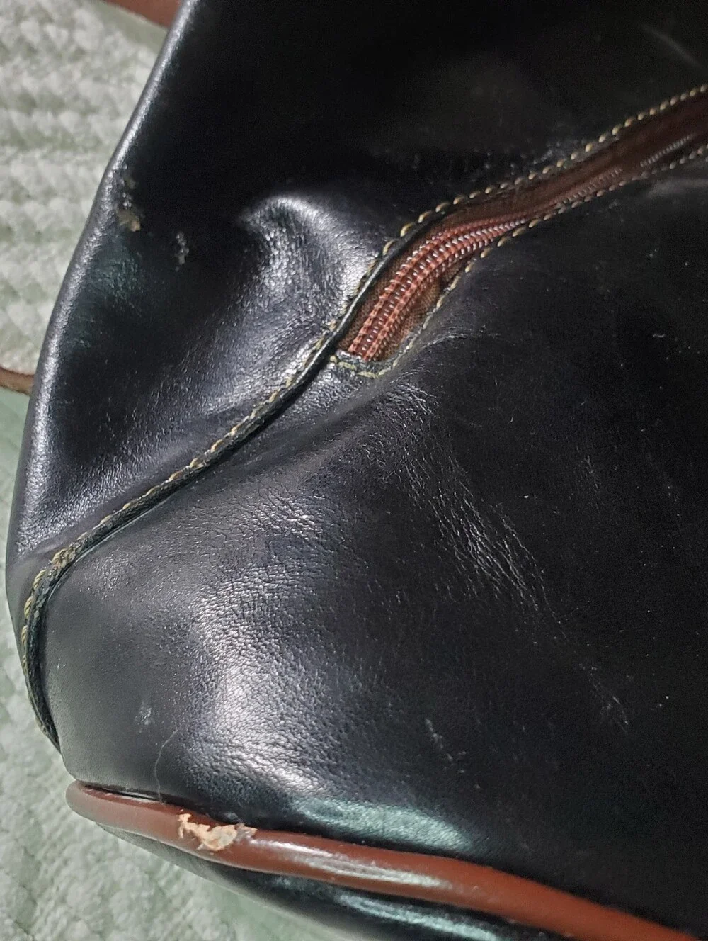 Italian Leather Backpack Purse Fiorella Black Tan Asymmetrical Made In Italy